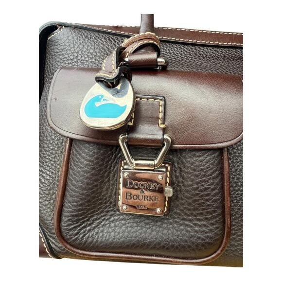 Dooney and Bourke Signature Satchel Double Lock Leather Shoulder Bag - Picture 2 of 14